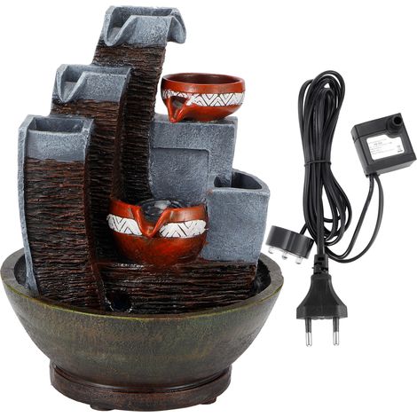 Fontaine de table LED en résine, décoration artisanale pour bureau, accessoire de maison, prise UE 220-240V 3W (1/5)