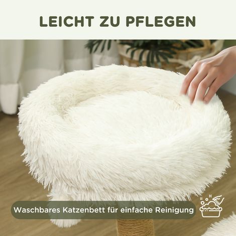 Arbre à chat avec panier, poteau à griffer, plateforme de saut, balle de jeu, 61,5 cm, blanc, pour chat jusqu'à 5 kg (1/5)
