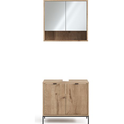 Conjunto de muebles de baño Eliza, Roble vikingo, 2 partes, Vicco