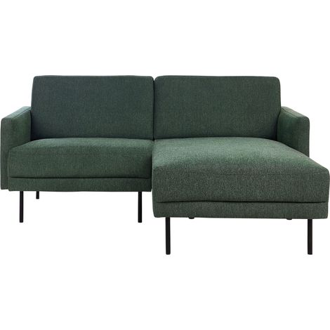 Ecksofa 2-Sitzer BREDA Stoff Dunkelgrün linksseitig (1/5)