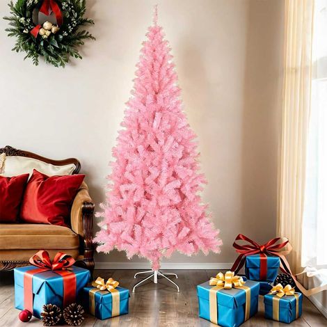 Albero di Natale  Albero natalizio  Albero festivo Artificiale Sottile con Base Rosa 180 cm PVC (1/5)