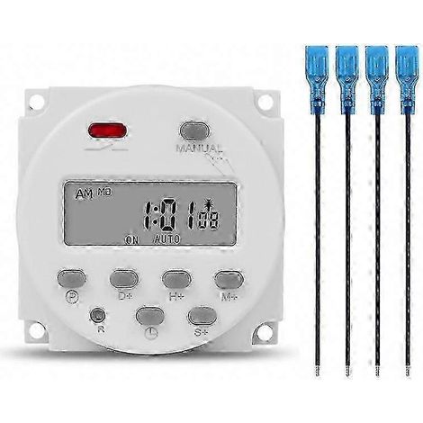 Interrupteur programmateur numérique SINOTIMER CN101S, minuterie hebdo 7 jours, relais horaire 12V LCD, cycles de 1 seconde pour planification précise. (1/5)