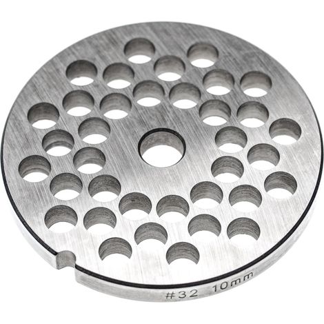 vhbw Plate Disc Size 32 compatible with ADE Meat Grinder - Hole Diameter 10 mm, Central Hole 13.4 mm, Stainless Steel (1/3)