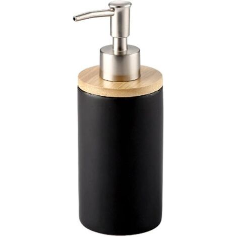400ml Distributeur de savon en céramique, style nordique, distributeur savon liquide idéal pour la cuisine et la salle de bains Noir, Bouteille,1 pac (1/5)