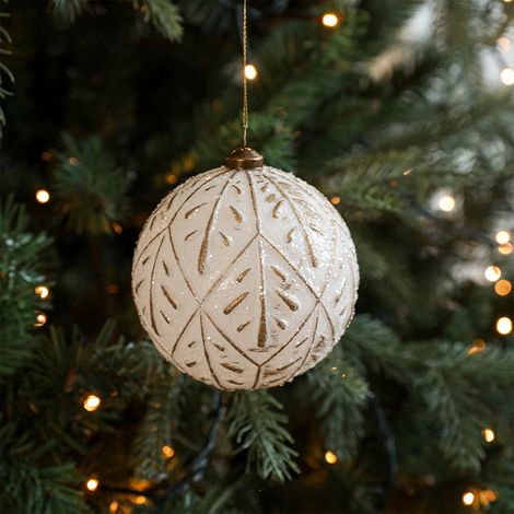 Boules De Noël - Plastique Blanc - 10 cm De Diamètre - Décoration Arbre De Noël - Lot De 1 (1/5)