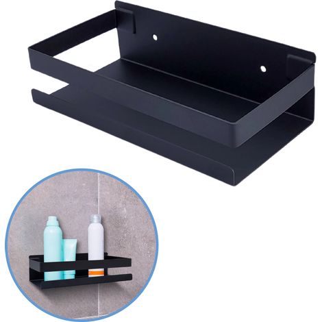 Duschablage ohne Bohren – Selbstklebende Duschablage – Hängender Duschkorb – Duschkorb – Schwarze Duschablage – 20 cm Duschablage (1/3)