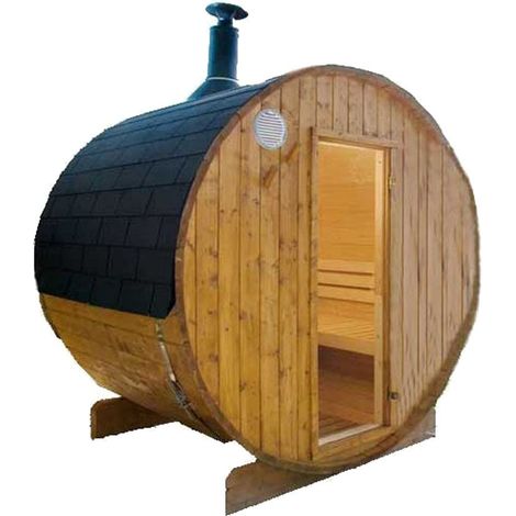 Sauna al aire libre Barba tipo Harvia con estufa de madera 240 cm (W) x 240 cm (diámetro)