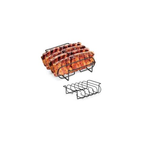Support de Cuisson Acier Rib Rack, Accessoires Barbecue, Support pour Barbecue, pour Côtes Barbecue Métal, Support de Poulet à Griller, pour Griller des Côtes d'agneau (1/5)