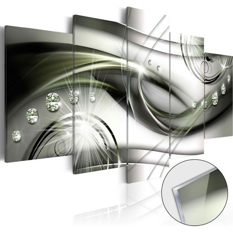 Quadri su vetro acrilico - The Wave of Green Glow [Glass] - 100x50 (1/4)