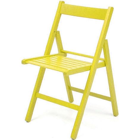 4X Sedia pieghevole in faggio di alta qualita colore giallo 43x48xh.79 cm EFFEZ