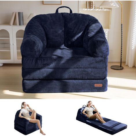 Folding Sofa Bed with Backrest, Folding Bed without Structure with Handle, 2 in 1 Convertible Pouffe to Floor Sofa, Comfortable Folding Sofa for Bedroom and Living Room (1/5)