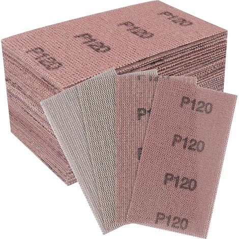 50 pièces Bande abrasive en filet 70x125mm - Feuilles abrasives auto-agrippantes - pour poncer sans poussière le bois, le mastic, la peinture, le plastique- Grain P120 (1/5)