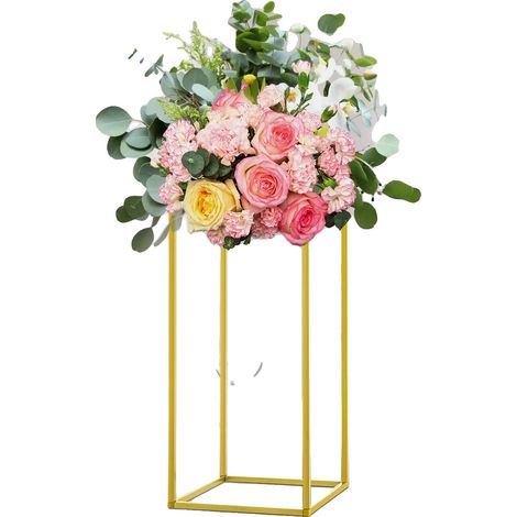 Soporte para flores, material metálico, diseño independiente, requiere montaje, dimensiones adecuadas para colocar sobre una mesa, ideal para arreglos florales. (1/5)