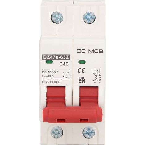 Disjoncteur 40A 1000V DC 2P, protection pour systèmes photovoltaïques et installations électriques résidentielles, capacité de coupure 6kA (1/5)