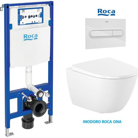 Bâti-support ROCA Duplo pack réservoir encastrable et plaque PL1 Blanc Brillant avec WC suspendu ROCA Ona Rimless Blanc (1/4)