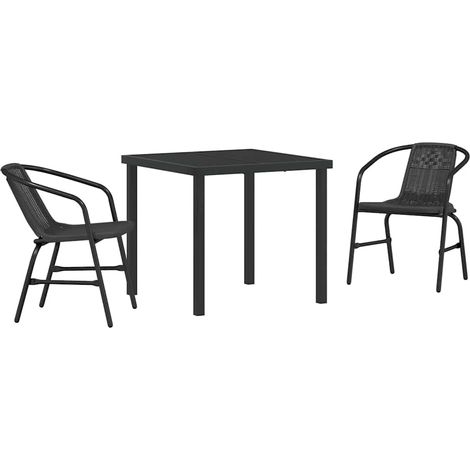 Maison Exclusive - Ensemble de salle à manger pour jardin 3 pcs Noir (1/5)