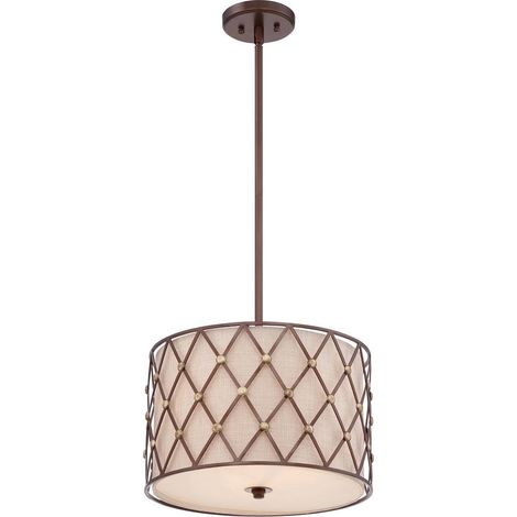 Elstead Brown Lattice - Luminaire suspendu moyen à 3 ampoules, treillis brun cuivre, E27 (1/5)