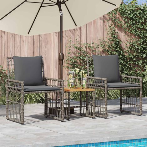 vidaXL  Outdoor Furniture Set  3 pcs Black and Dark Grey