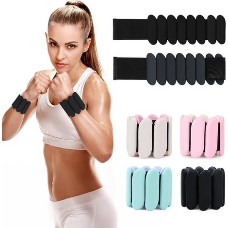 Gewichtetes Handgelenk-Set – 2er-Pack, tragbar – Verstellbare Silikon-Armbänder für Wandern, Yoga, Fitnessstudio, Arm- und Beintraining – 900 g (1/5)