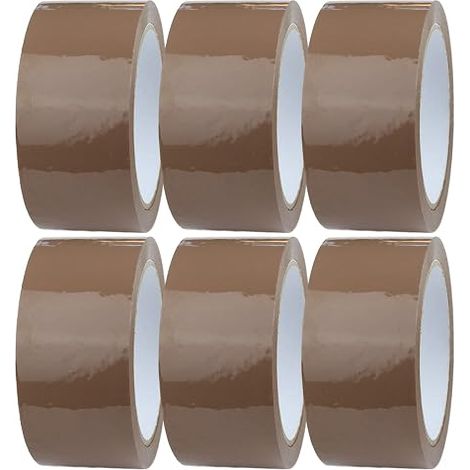 Ruban adhésif d'emballage marron - 6 rouleaux 48 mm x 66 m - Cartons/expéditions/déménagements/colis (1/5)