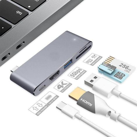 Trade Shop - HUB CONVERTATOR 5IN1 TYPE-C MICRO SD USB3.0 HDMI 4K SD ADDAPTATOR TPC-9826 - (1/4)
