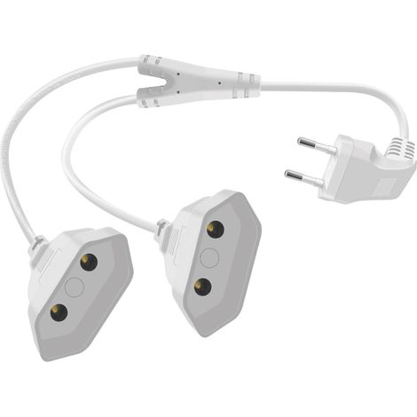 Câble D'extension Euro 2 en 1 Rallonge Câble Euro Électrique Type C 2.5A 250V pour Appareils Ménagers, Téléviseurs, Ordinateurs Etc (Blanc, 0.45 m) (1/5)