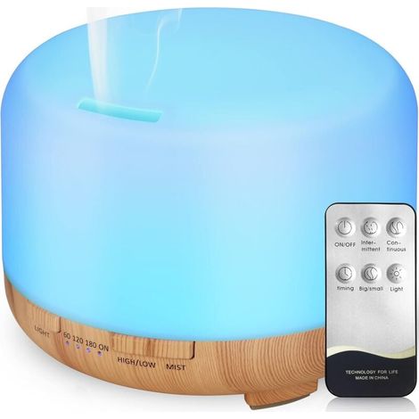 500ml Essential Oil Diffuser, Electric Ultrasonic Aromatherapy Humidifier, Romantic 7 Color LED Light - Great Gifts for Christmas and New Year MUMU (1/4)