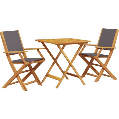 Maison Exclusive - Set da Bistrot 3pz Antracite in Tessuto e Legno Massello