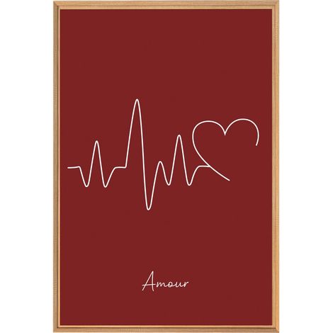 Tableau mural encadré battement amour 65x97 cm - Tableau Mural Décoratif - Image Encadrée Imprimée en HD - Impression 65x97 cm sur Fibres de Bois FSC - Finition Mate - Fabriqué en France (1/5)