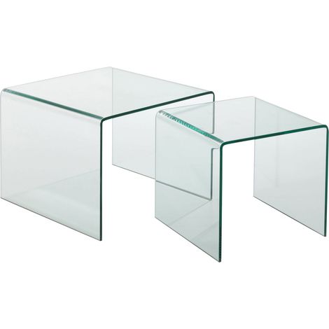 Lot de 2 tables gigognes Stow en Verre - Transparent (1/3)