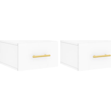Maison Exclusive - Mesitas de noche de pared 2 uds blanco 35x35x2