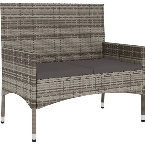 Banco de jardín 90 x 51 x 85 cm Muebles de exterior para terraza Terraza de 2 plazas con cojines grises Resina tejida gris oscuro 020011776