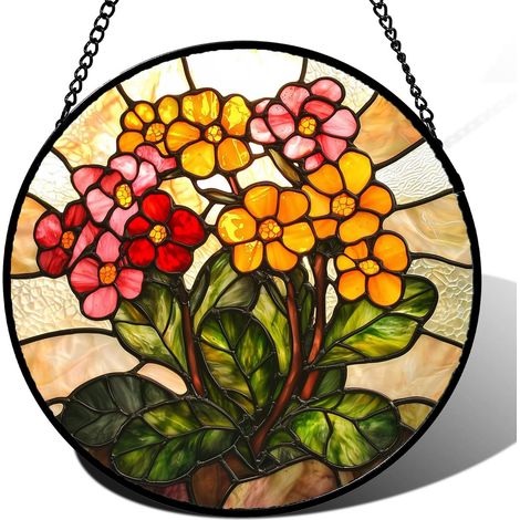 Attrape-soleil en vitrail – Ornement de fenêtre suspendu, Diamètre : 16 cm (1/4)