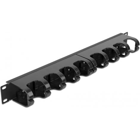 Delock Panel de gestiÃ³n de cables de 19 con 10 rutas de cables cerradas 1U negro