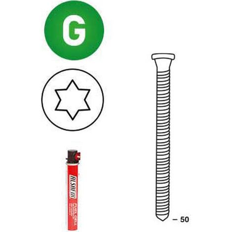Clous-Vis Galvanisées 34° (Pack) - 40x50 mm + 1 Cartouche de Gaz - D-Work