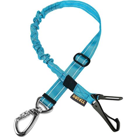 Hundesicherheitsgurt Auto mit Bungee, 3-in-1-Clip, 360° Karabiner, Blau (1/5)