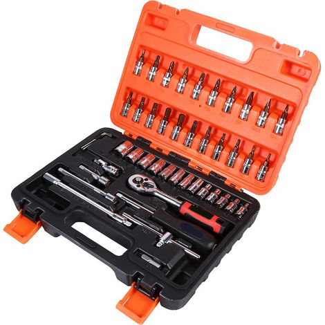Coffret de 46 clés à douille métriques 1/4" avec rallonge et boîte