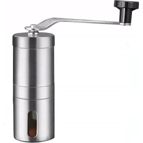 Moulins à café manuels - moulin à café - moulin à grains - acier inoxydable - moulin à Grains de café - disques en céramique - réglable - amovible - manivelle - argent - pour camping, voyage, expresso (1/5)