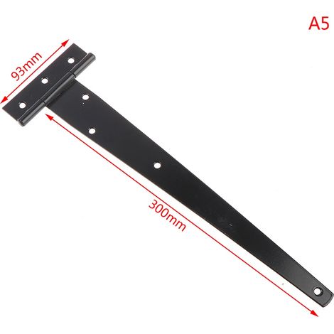 (A5) Quincaillerie pour charnières triangulaires en forme de T peintes en noir, pour portes et portails en bois de placards et abris de jardin. (1/5)