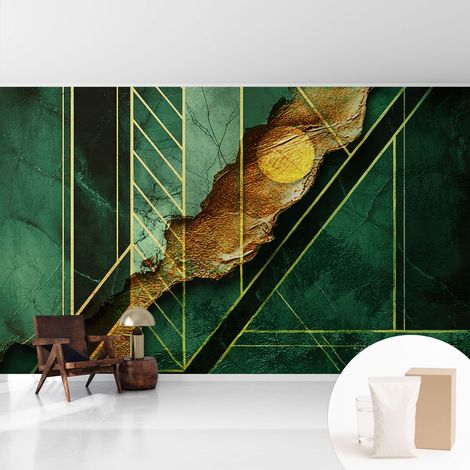 Fototapete - Tapete Vliestapete mit Kleber - Wandtapete Moderne Wandbild Schlafzimmer Wohnzimmer Geometrische Spannung 416x254 cm (1/5)
