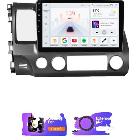 Autoradio, touchscreen, compatibilità con smartphone, compatibile con Honda Civic 8 2006-2011, S2-4G 32G-8 core (1/2)