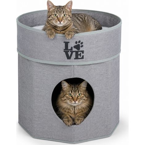 Cuccia per Gatti 35x33x33cm Letto per Animali Domestici Rifugio Grigio con Fodera