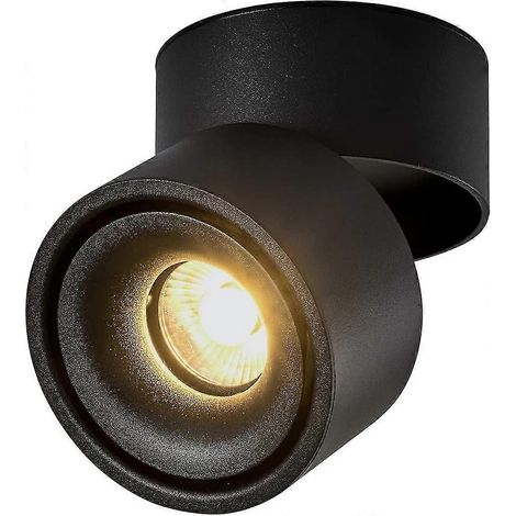 Spots de plafond LED 10 W, angle du corps de lampe réglable, 10 x 10 x 10 cm (noir - 3000 K) (1/4)