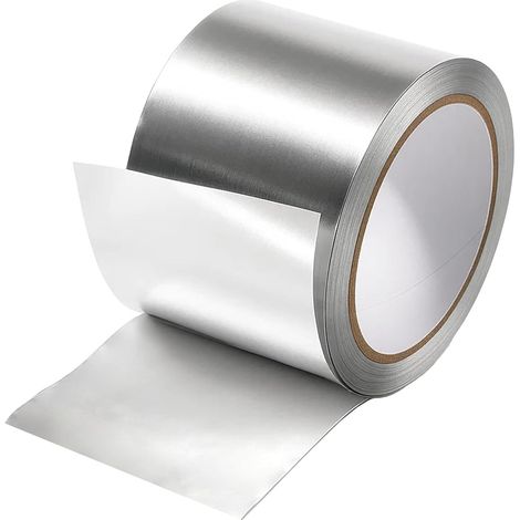 Cinta adhesiva de aluminio de alta temperatura - 50 mm x 10 m, resistente a los rayos UV, al agua y a la grasa, ideal para aislamiento térmico y sellado, adecuada para instaladores y electricistas. (1/5)
