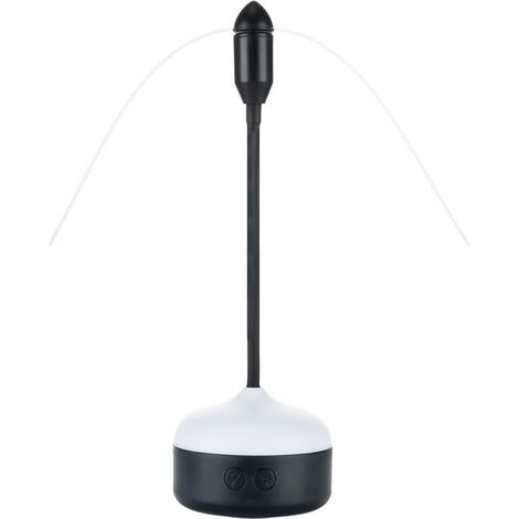 Ventilador portátil USB recargable con luz nocturna LED, cuello de cisne flexible negro para cocina y camping. (1/5)