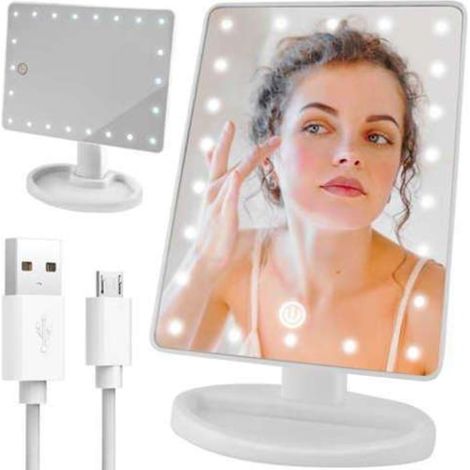 Miroir de maquillage avec éclairage LED - Réglable - Blanc (1/4)