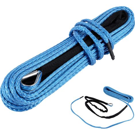 Sangle de treuil 15m, corde en nylon 7700lbs, remorquage et dépannage pour SUV, ATV, UTV, bleu, coffre (1/5)