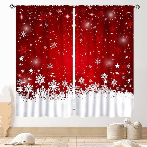 Rideau De Fenêtre - Motif Noël Flocons De Neige - Pour Cuisine Chambre Salon - 84 x 84 Pouces - 2 Panneaux (1/5)