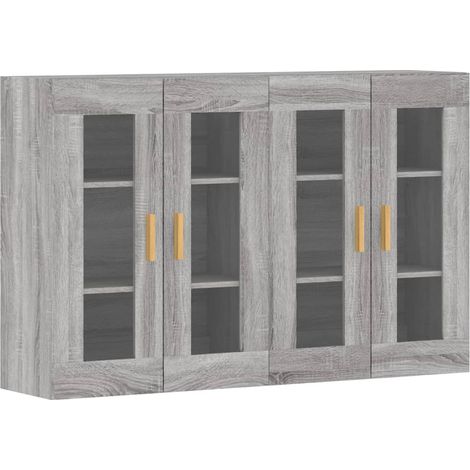 2 pcs Buffet,Bahut, Armoires murales sonoma gris bois d'ingénierie CFW38998 (1/5)