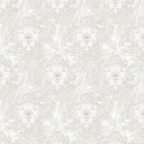Textured Damask Wallpaper White Pearl Distressed Shimmer Vinyl Neutral (1/4)